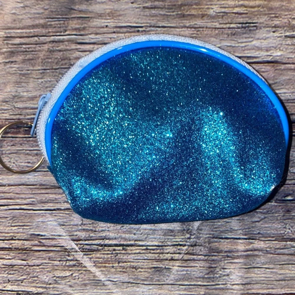 💞 New Blue Glitter Keychain Coin Purse